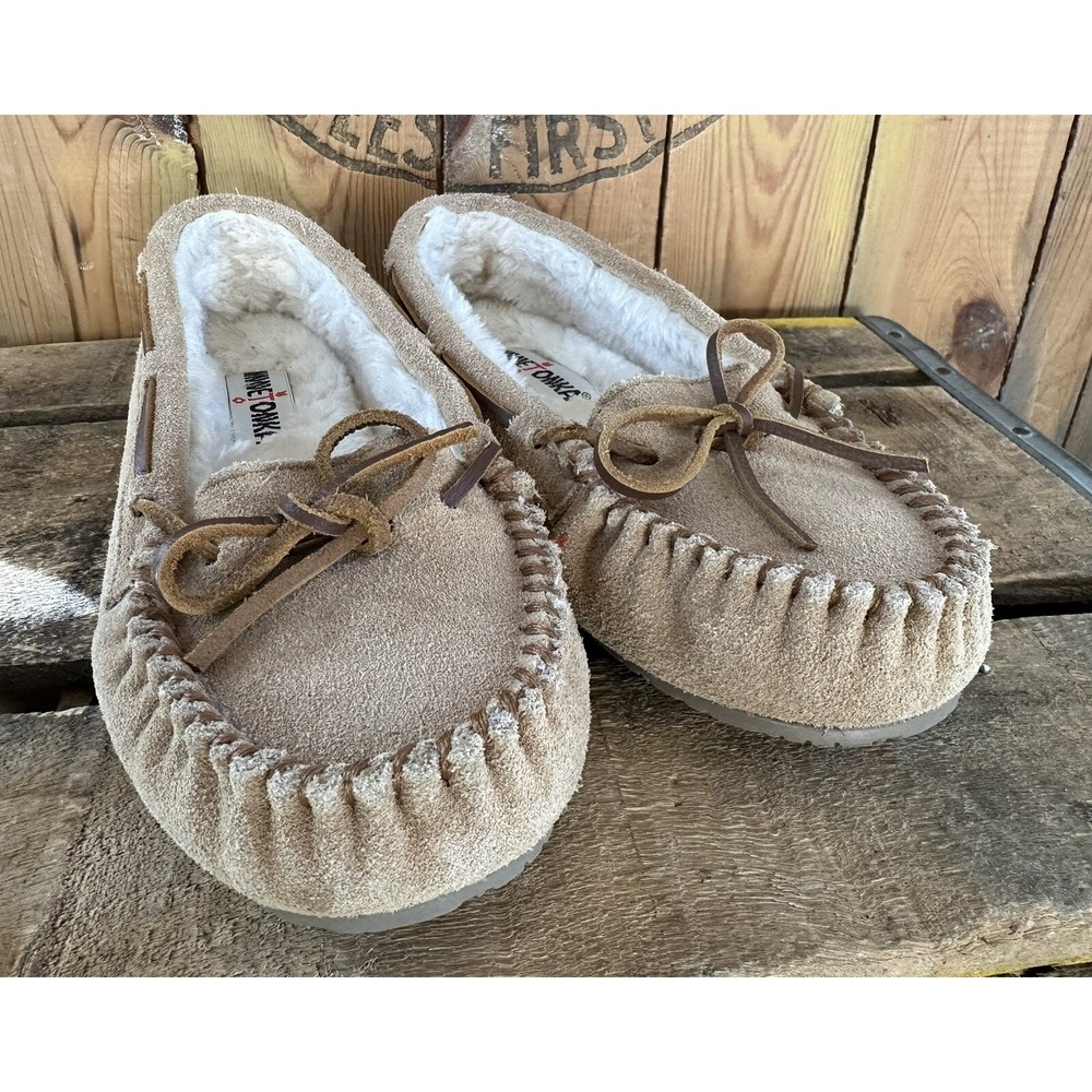 Minnetonka Trapper Moccasins Slippers Shoes Suede Cozy Lined Comfort Women's 7 M